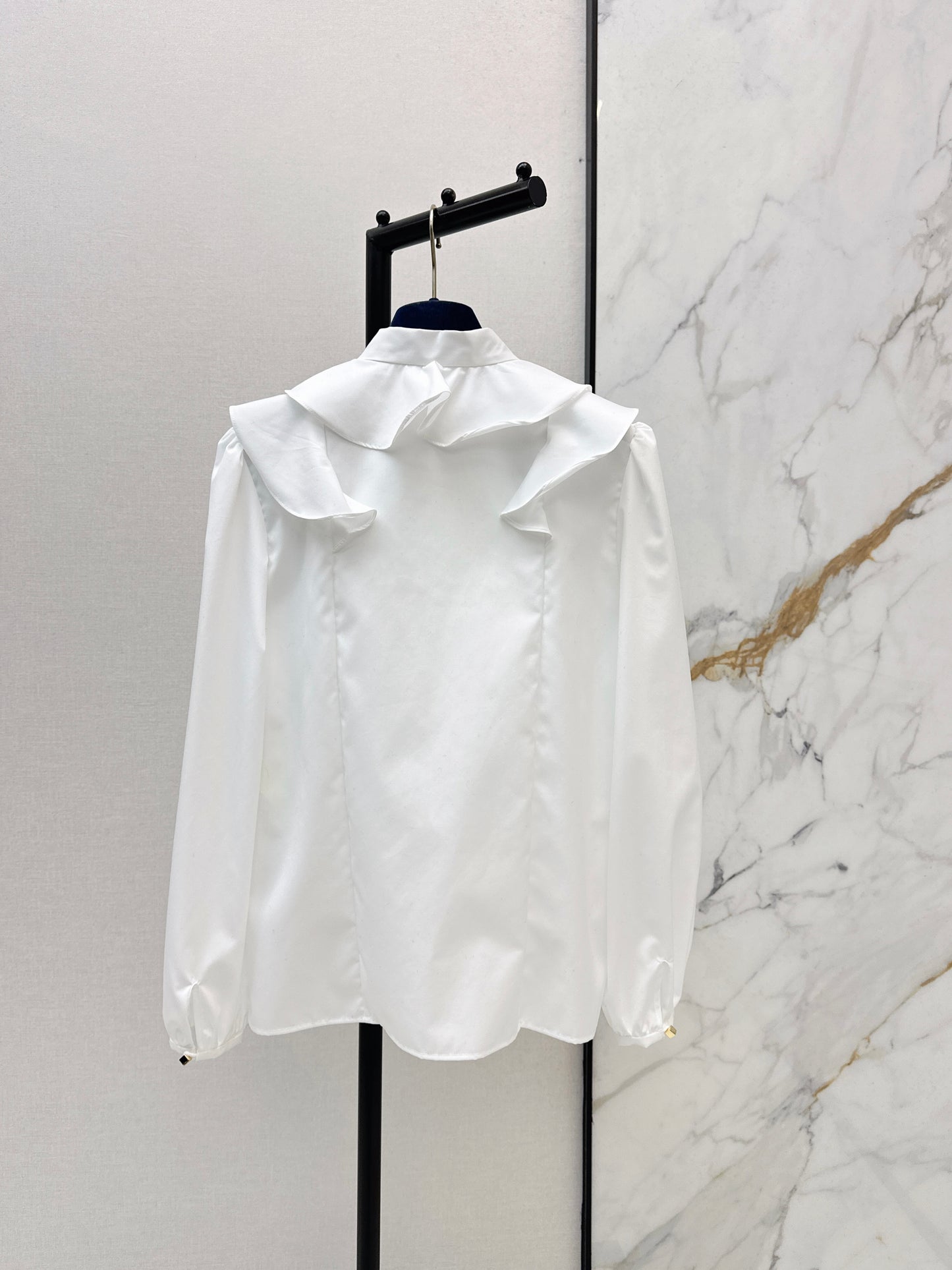 26SS NEW French romantic style ruffled lace white shirt