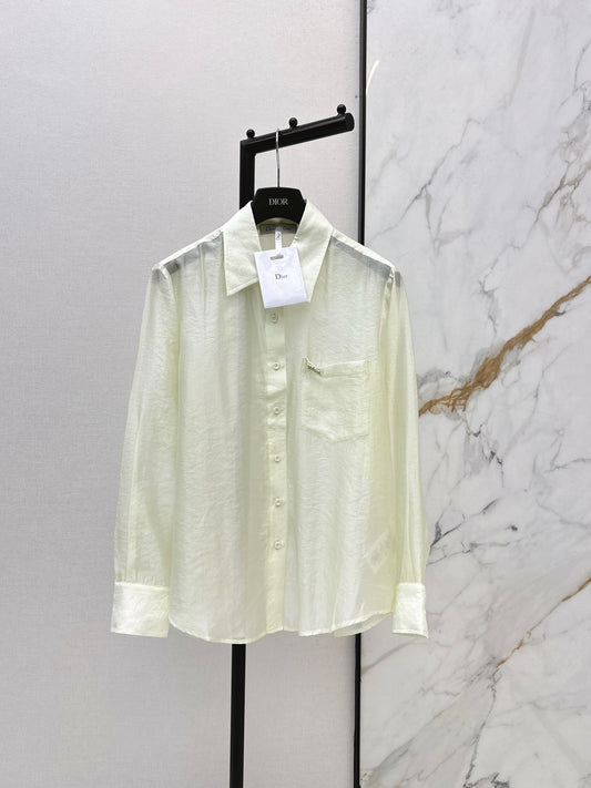 26SS NEW Hardware decorated micro see-through shirt