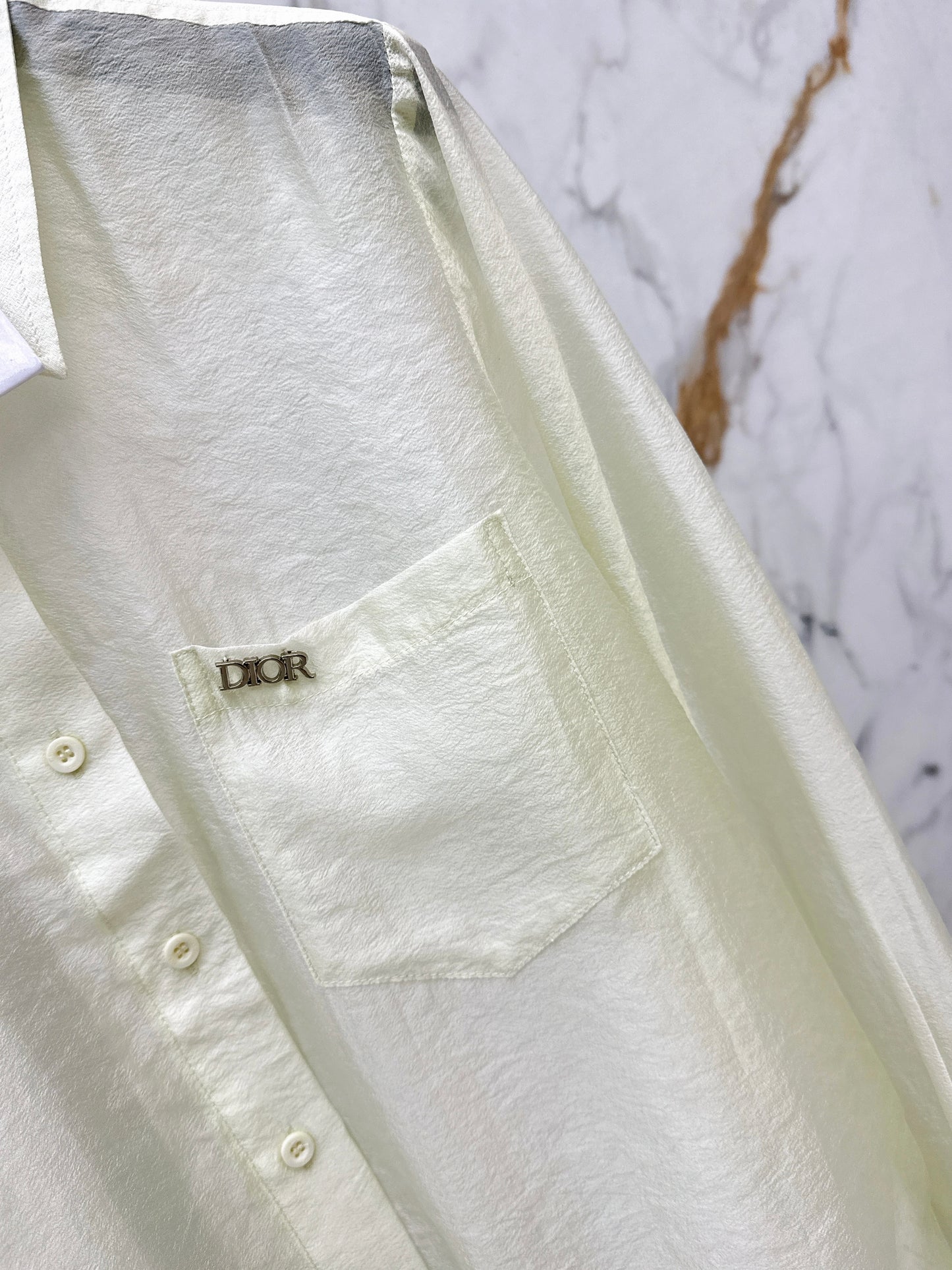 26SS NEW Hardware decorated micro see-through shirt