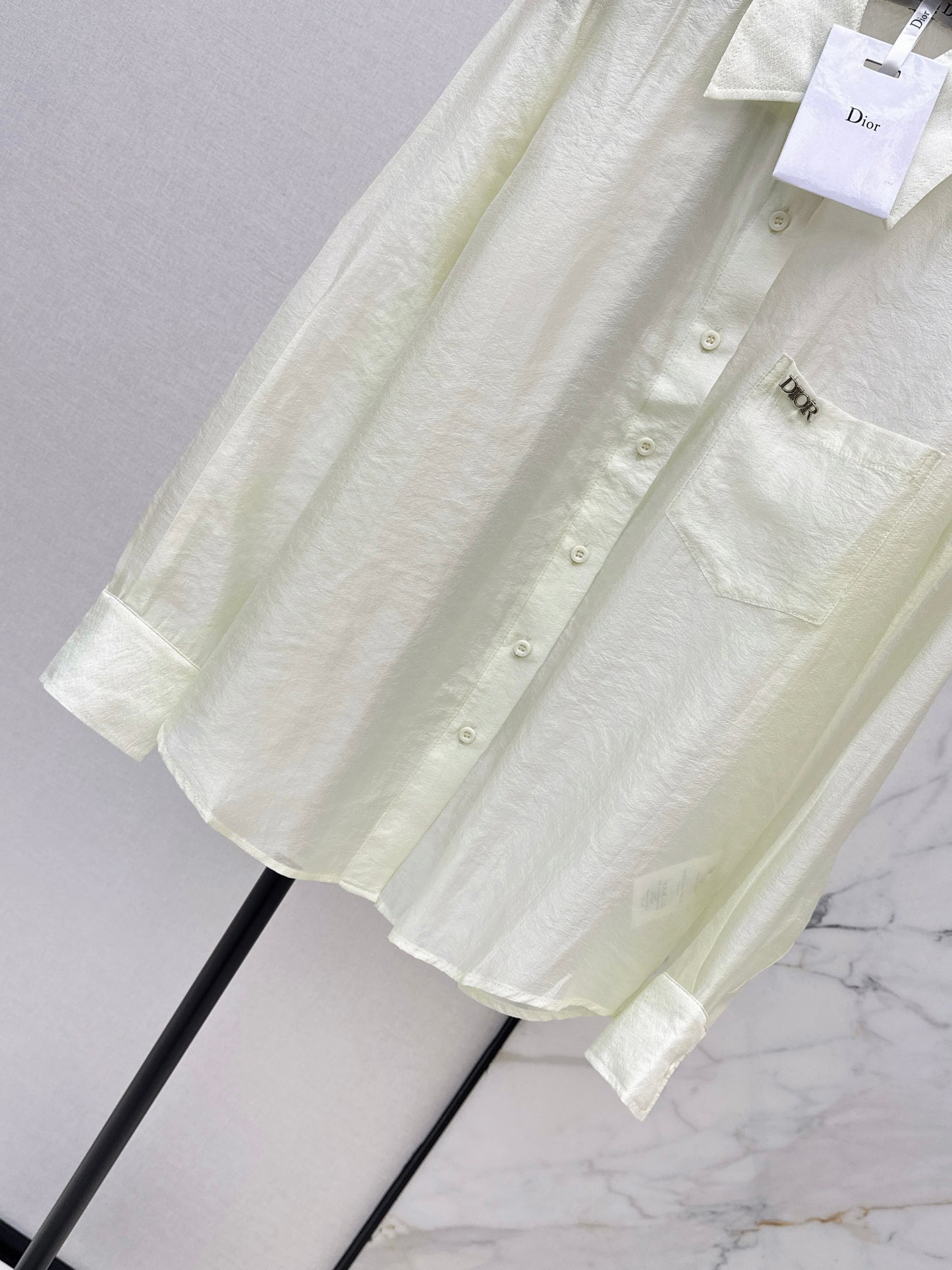 26SS NEW Hardware decorated micro see-through shirt