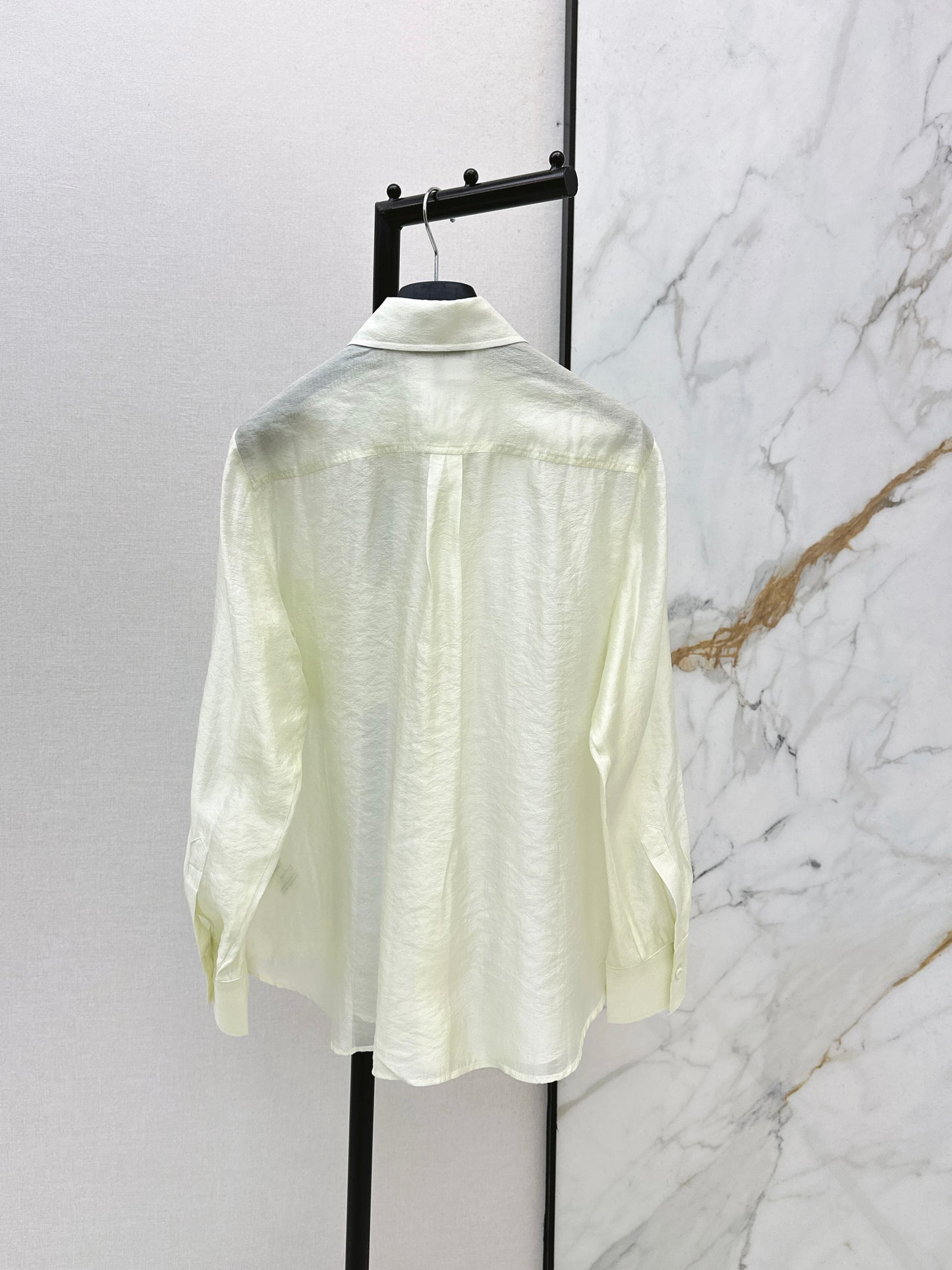 26SS NEW Hardware decorated micro see-through shirt