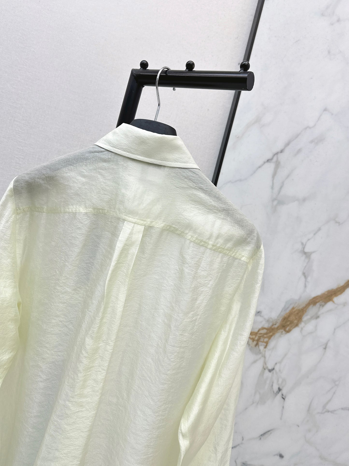 26SS NEW Hardware decorated micro see-through shirt