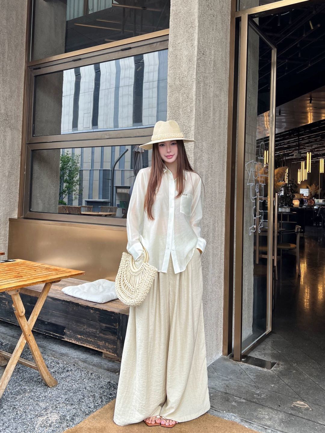 26SS NEW Hardware decorated micro see-through shirt