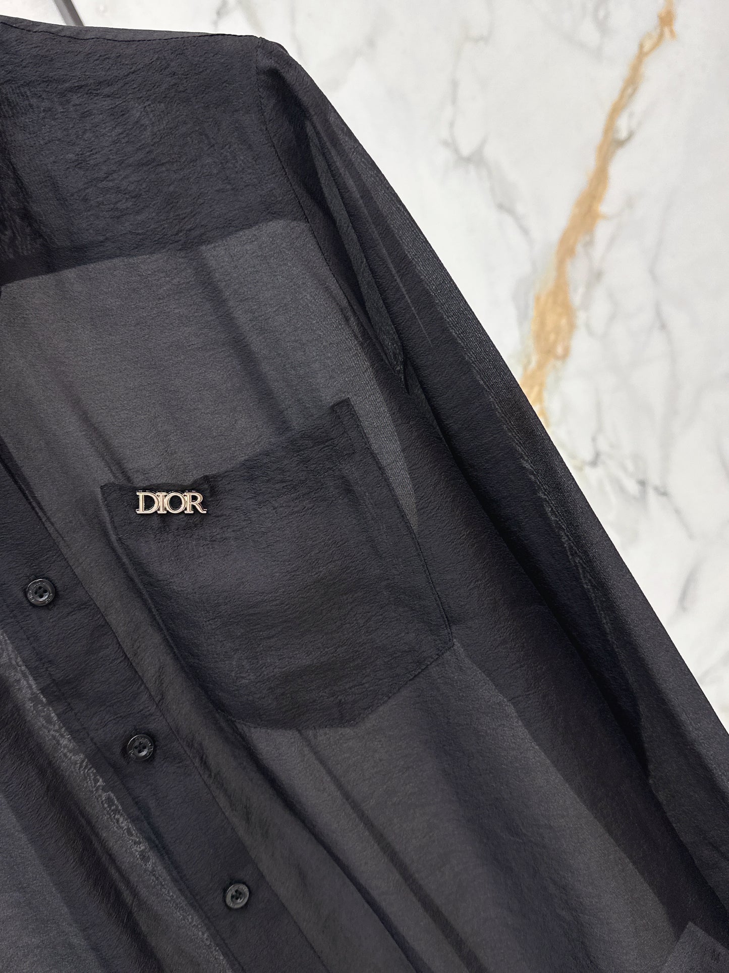 26SS NEW Hardware decorated micro see-through shirt