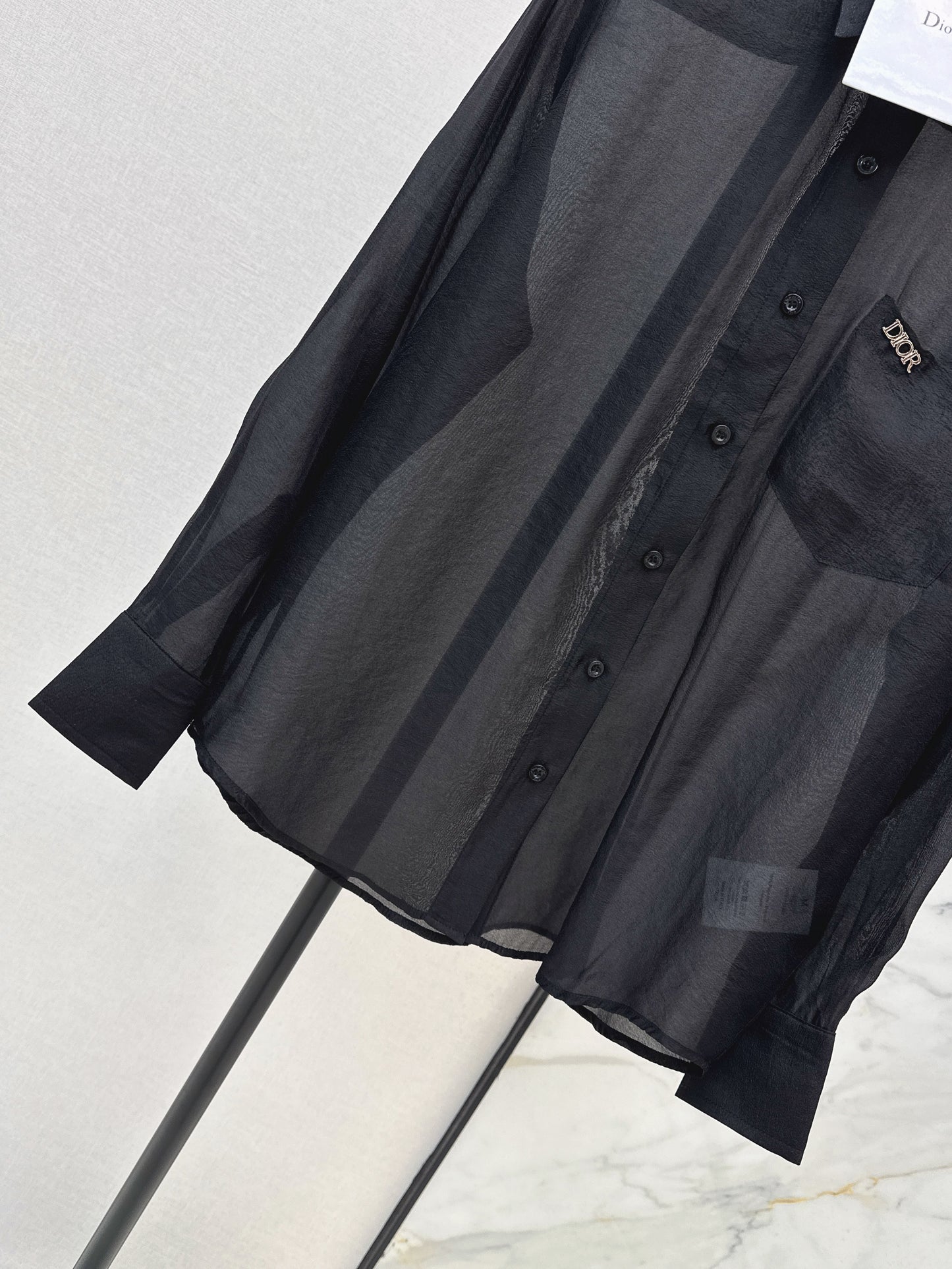 26SS NEW Hardware decorated micro see-through shirt