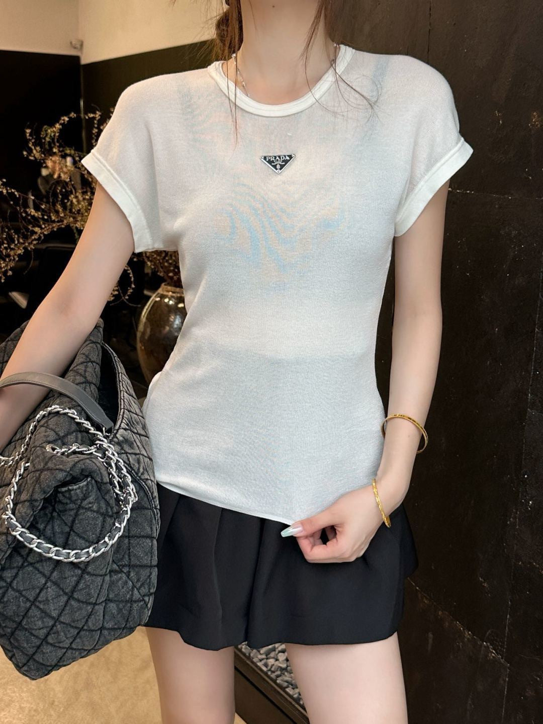 26SS NEW triangle logo slim fit T-shirt