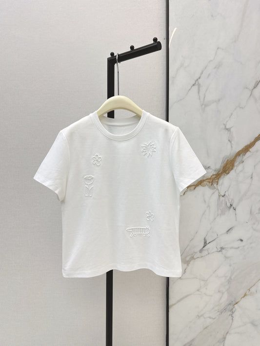 26SS NEW Embroidered beaded short-sleeved T-shirt