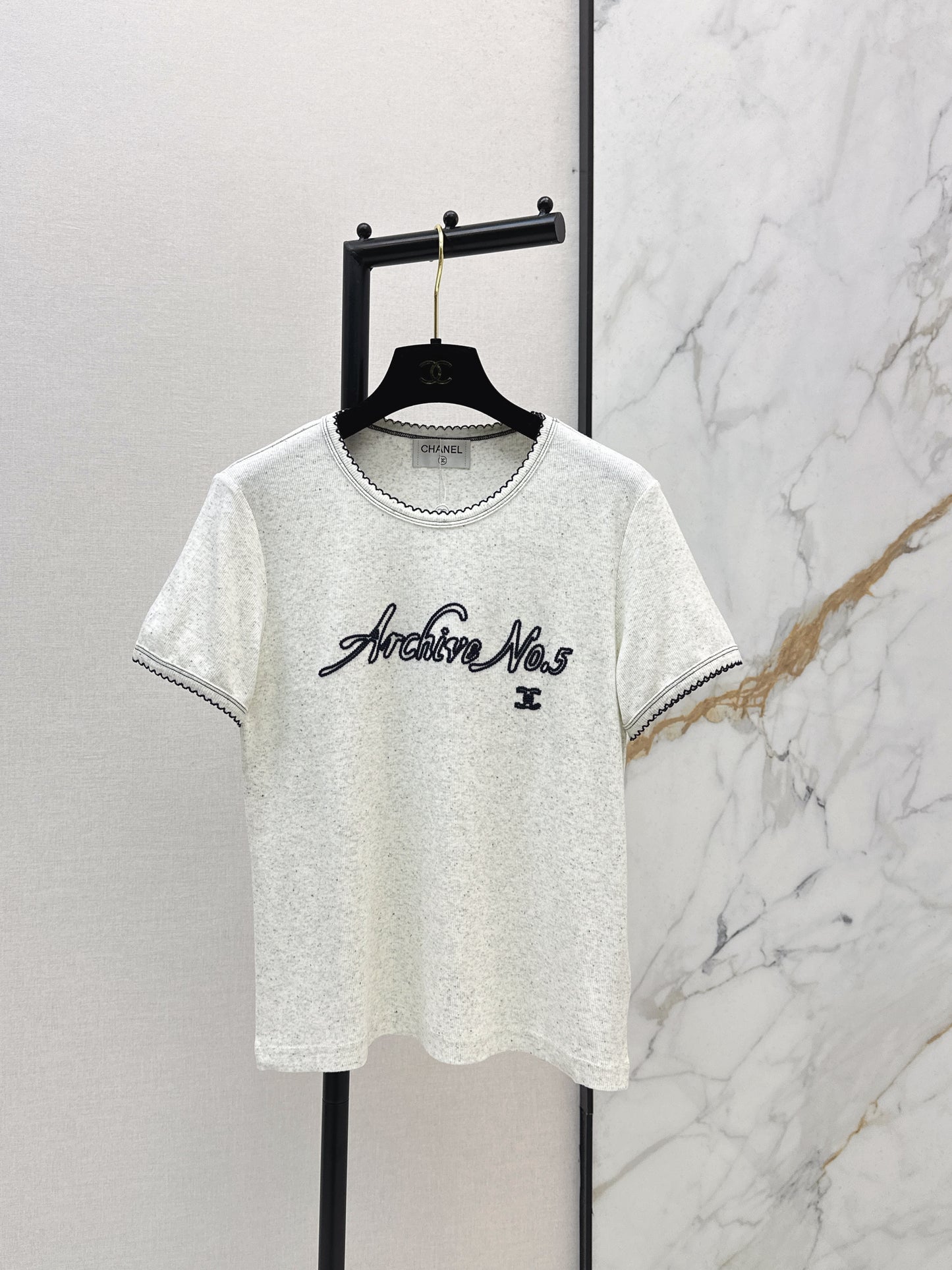 26SS NEW logo embroidered Vintage round neck T-shirt