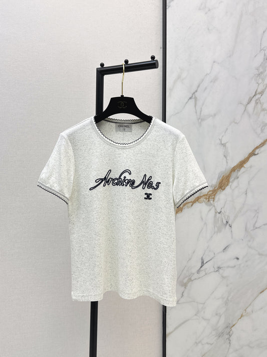 26SS NEW logo embroidered Vintage round neck T-shirt