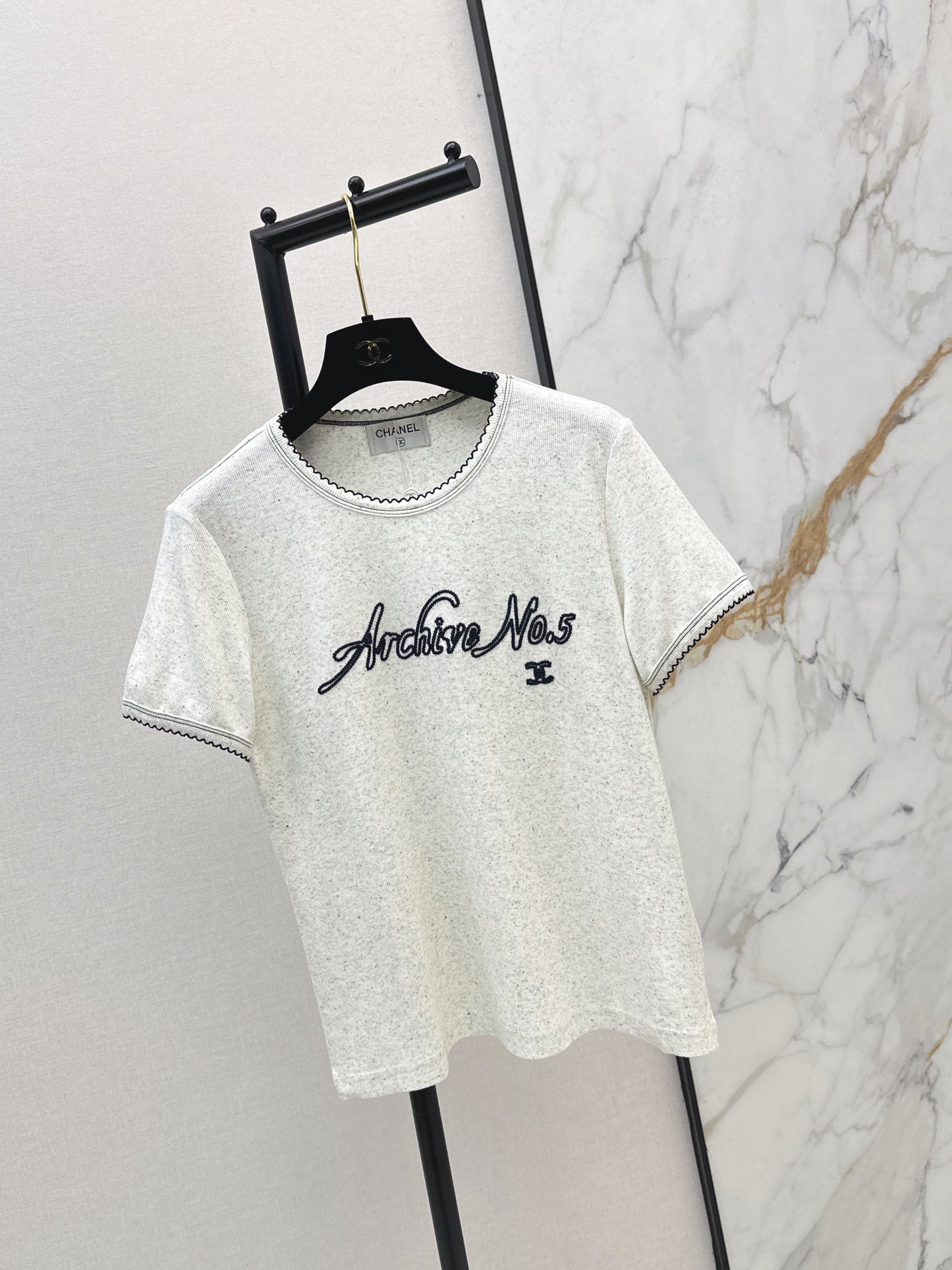 26SS NEW logo embroidered Vintage round neck T-shirt