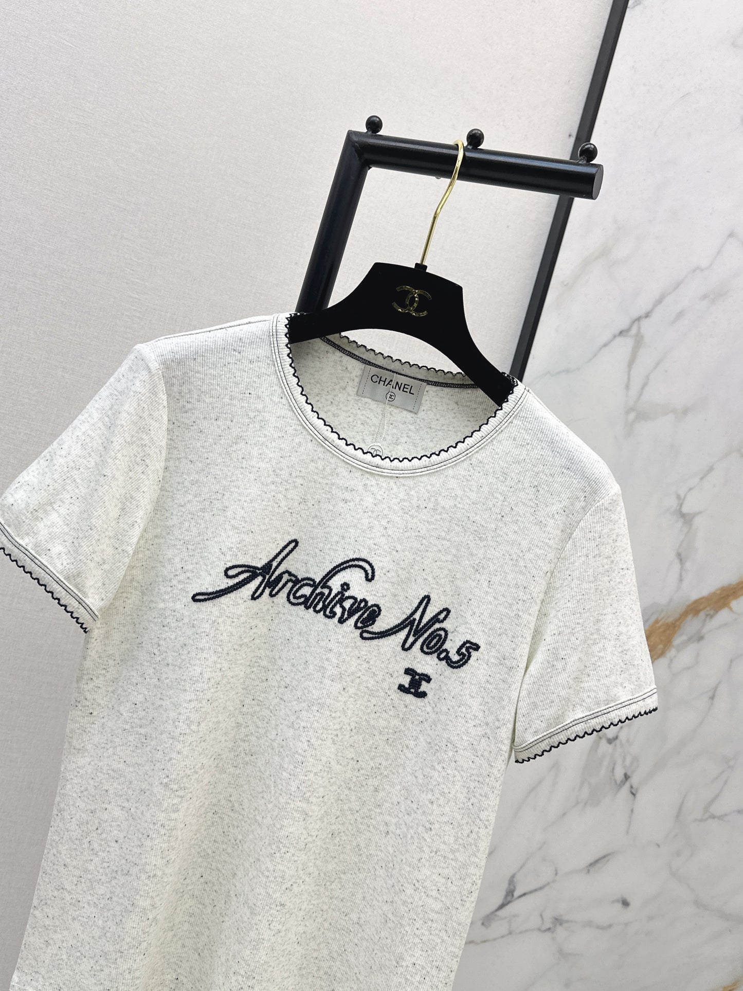 26SS NEW logo embroidered Vintage round neck T-shirt