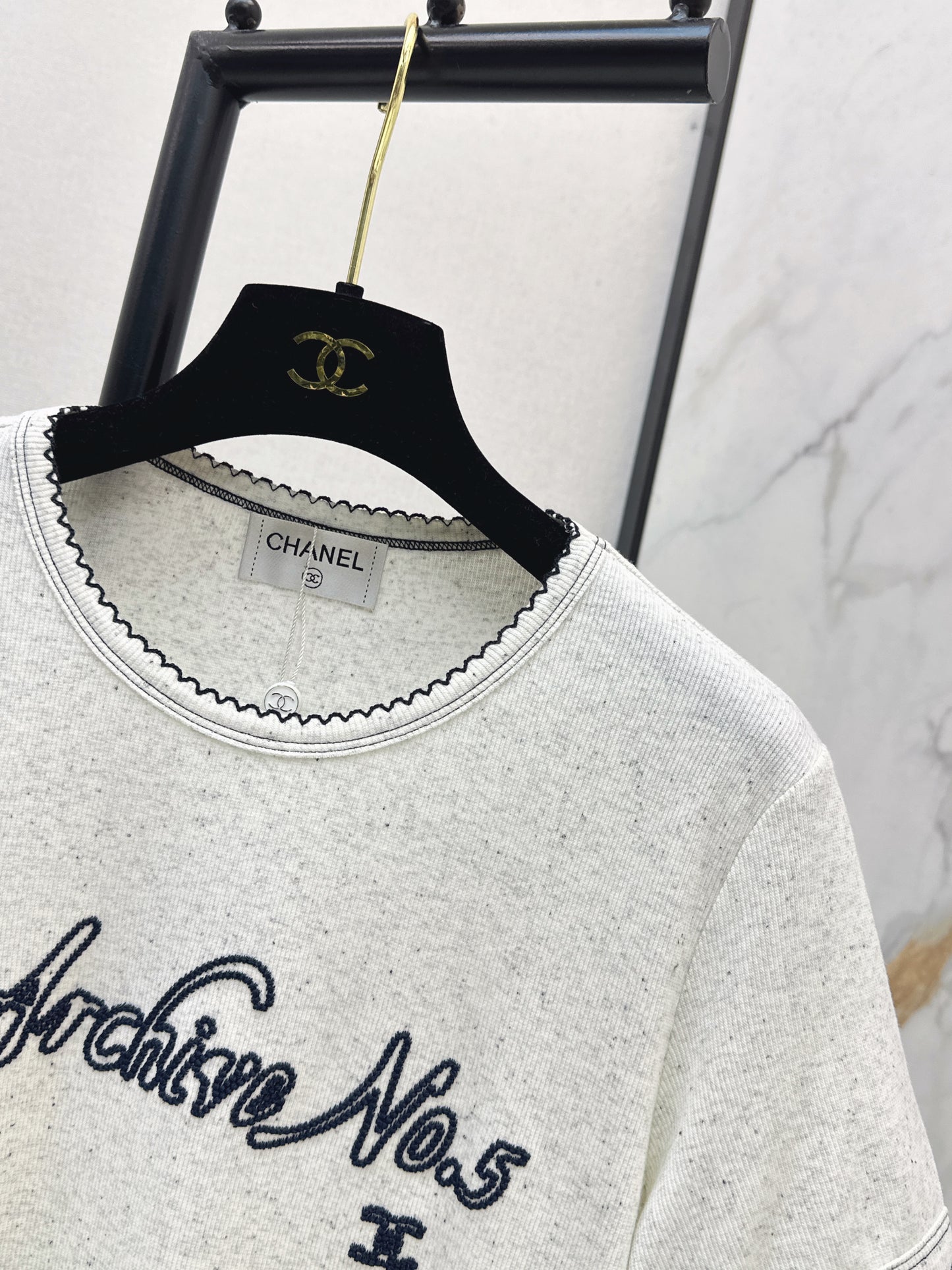 26SS NEW logo embroidered Vintage round neck T-shirt