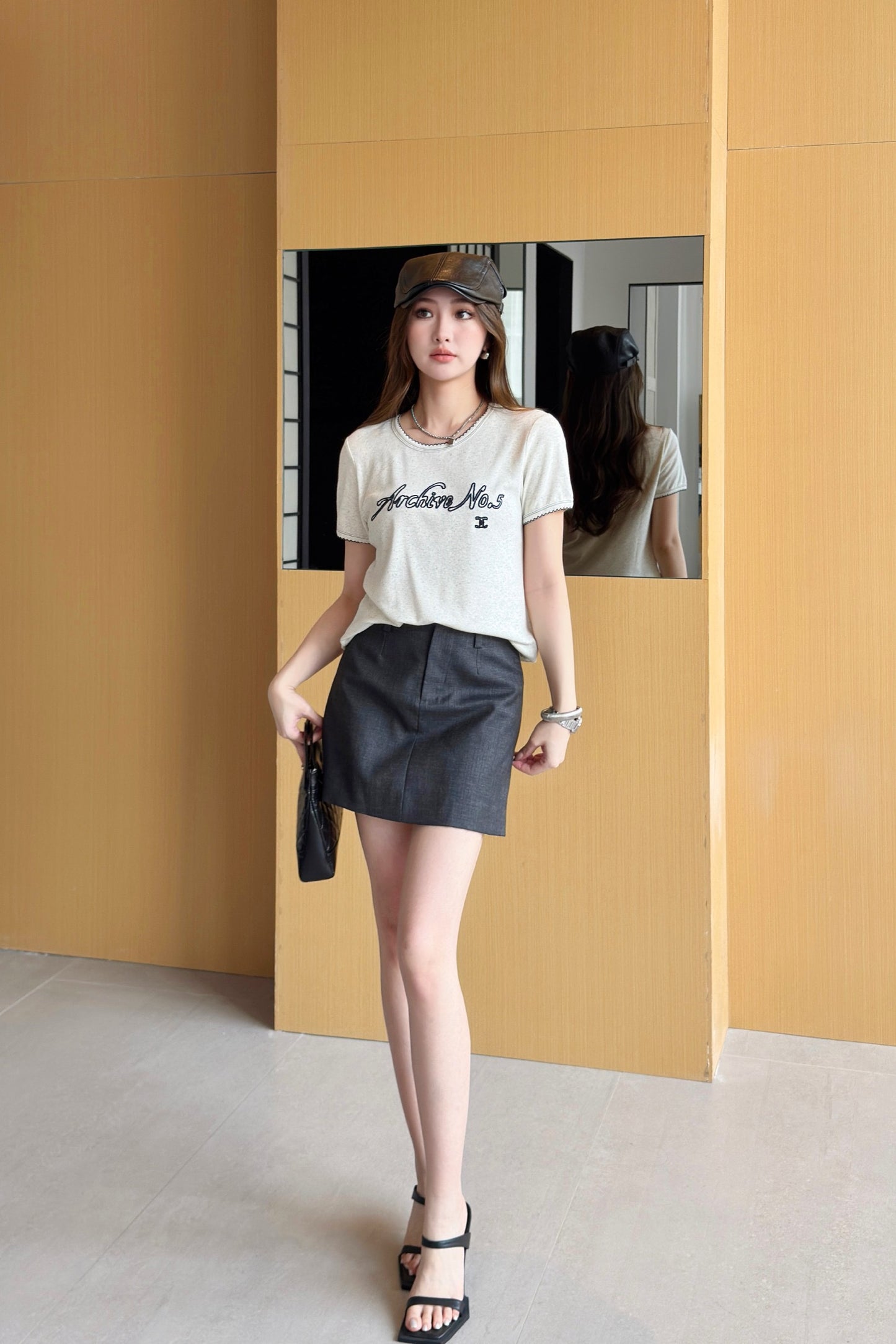 26SS NEW logo embroidered Vintage round neck T-shirt