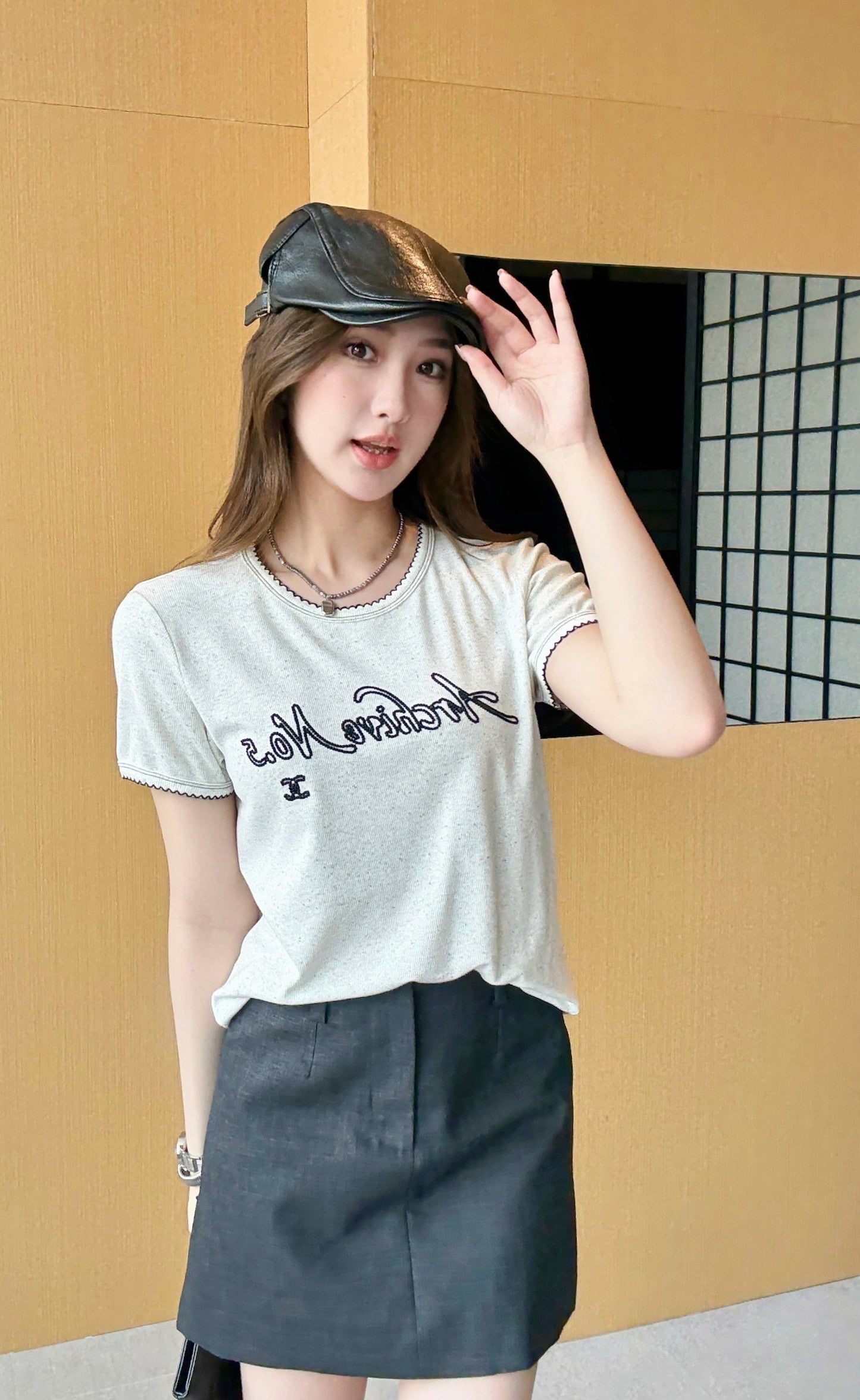 26SS NEW logo embroidered Vintage round neck T-shirt