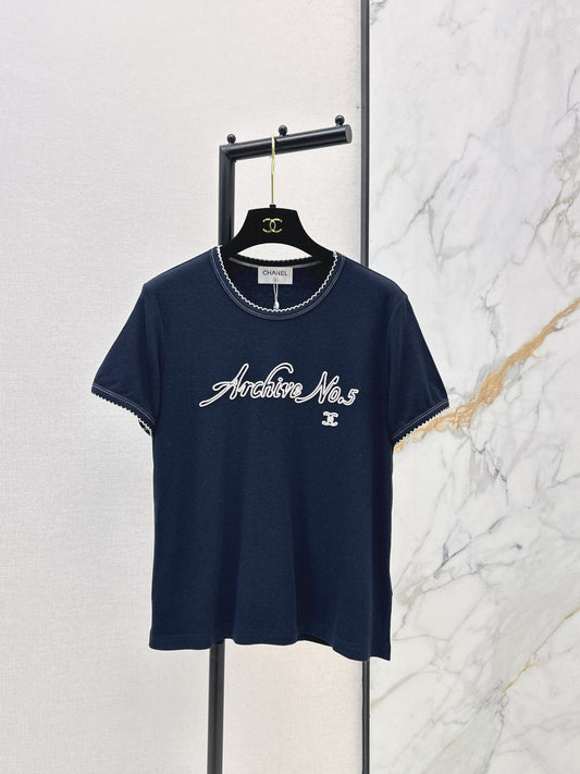 26SS NEW logo embroidered Vintage round neck T-shirt
