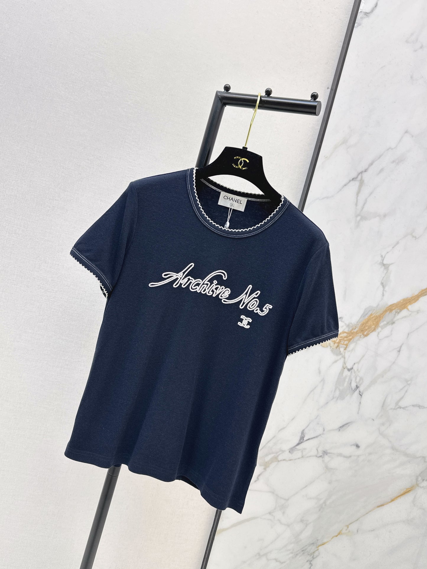 26SS NEW logo embroidered Vintage round neck T-shirt