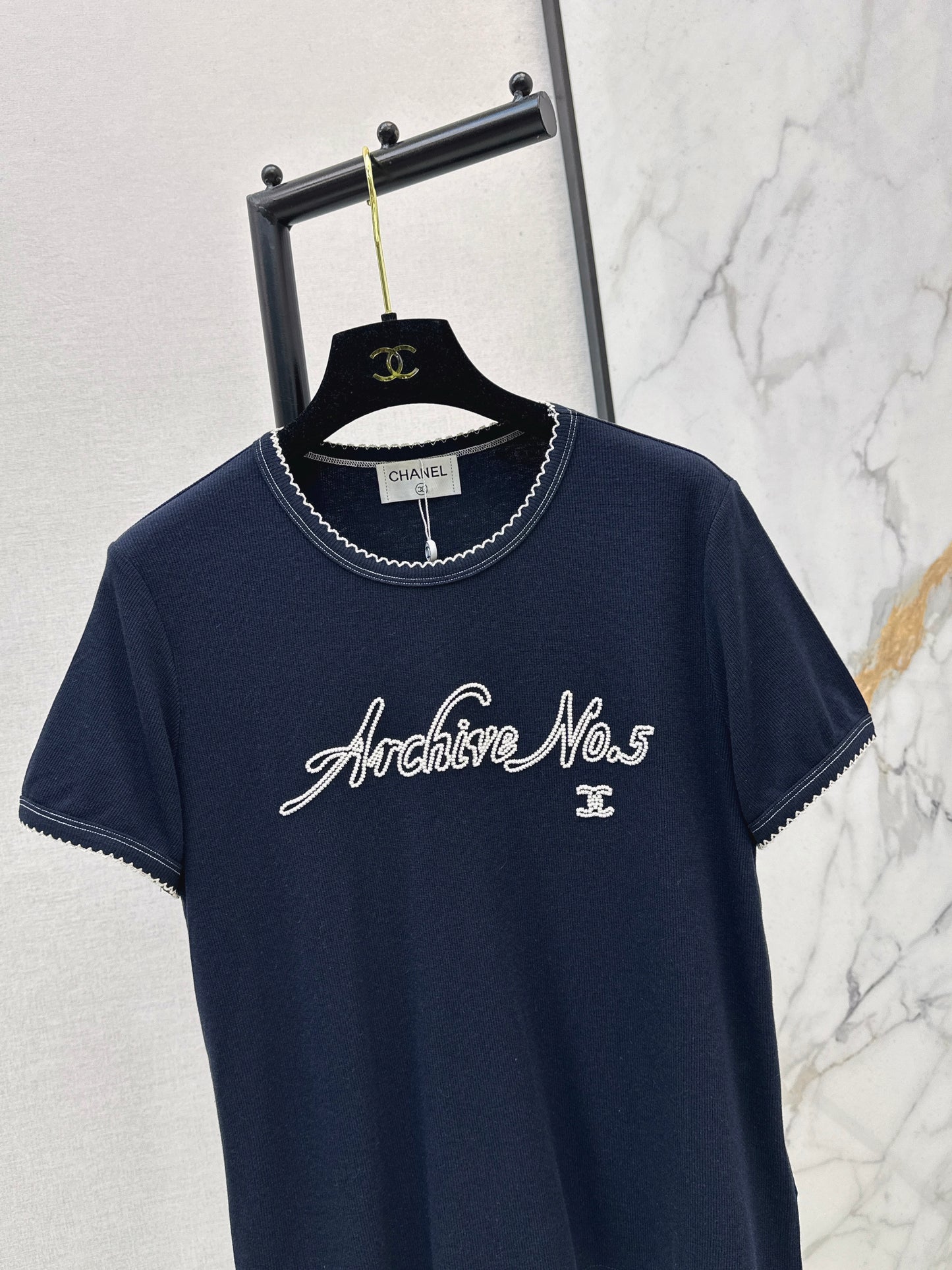 26SS NEW logo embroidered Vintage round neck T-shirt
