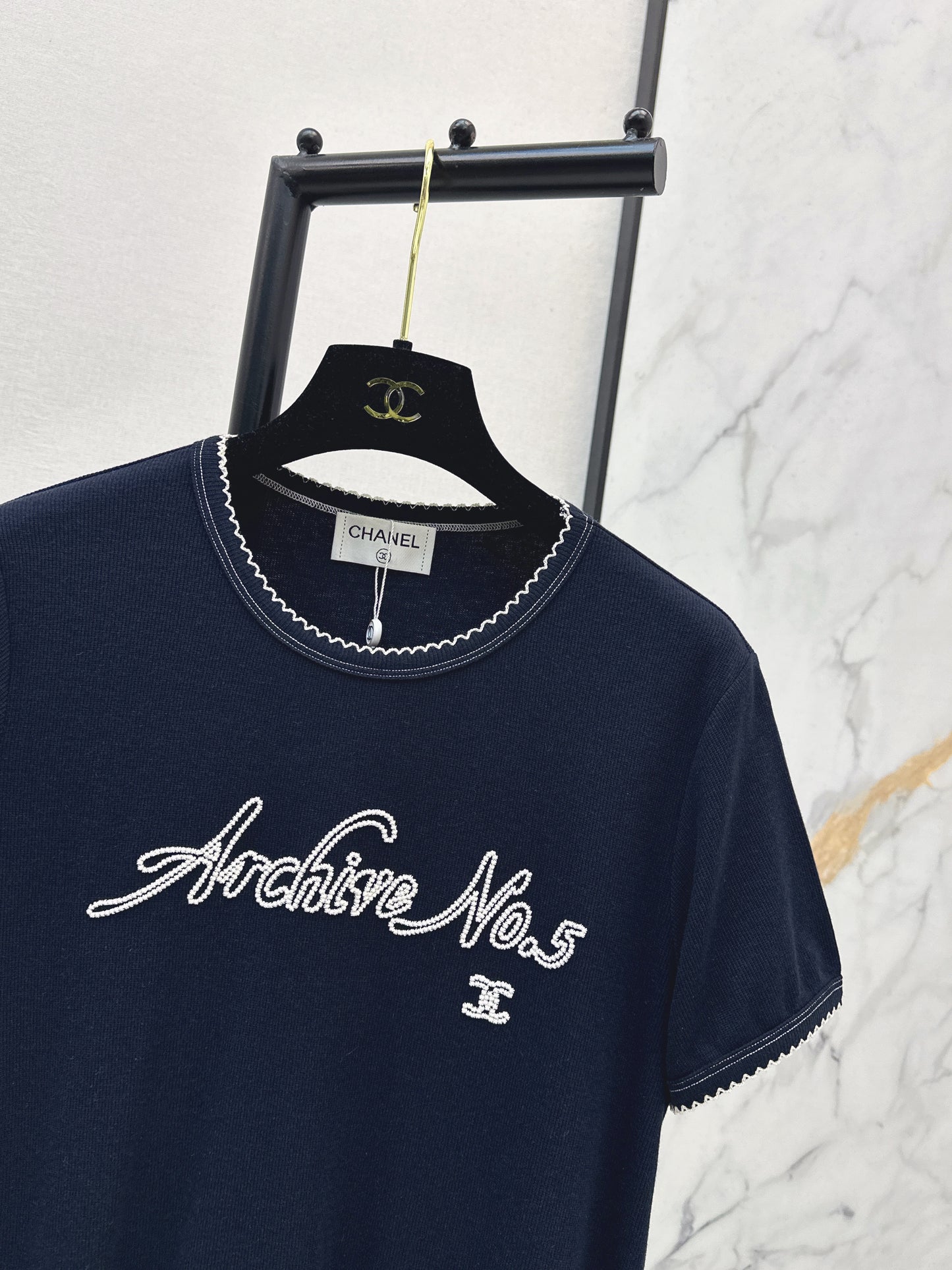26SS NEW logo embroidered Vintage round neck T-shirt