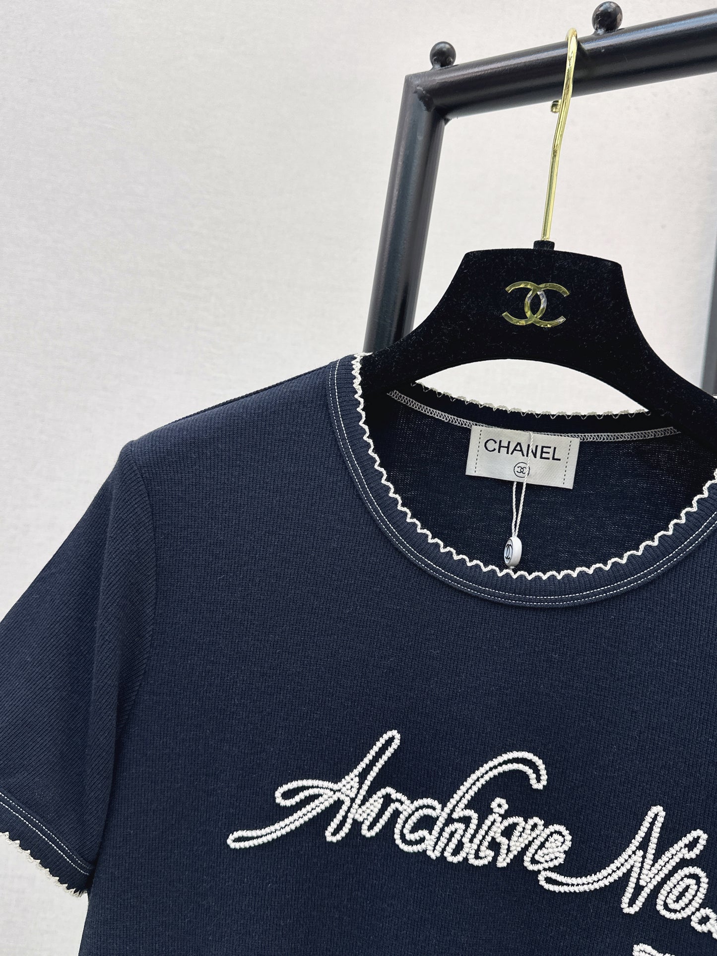 26SS NEW logo embroidered Vintage round neck T-shirt