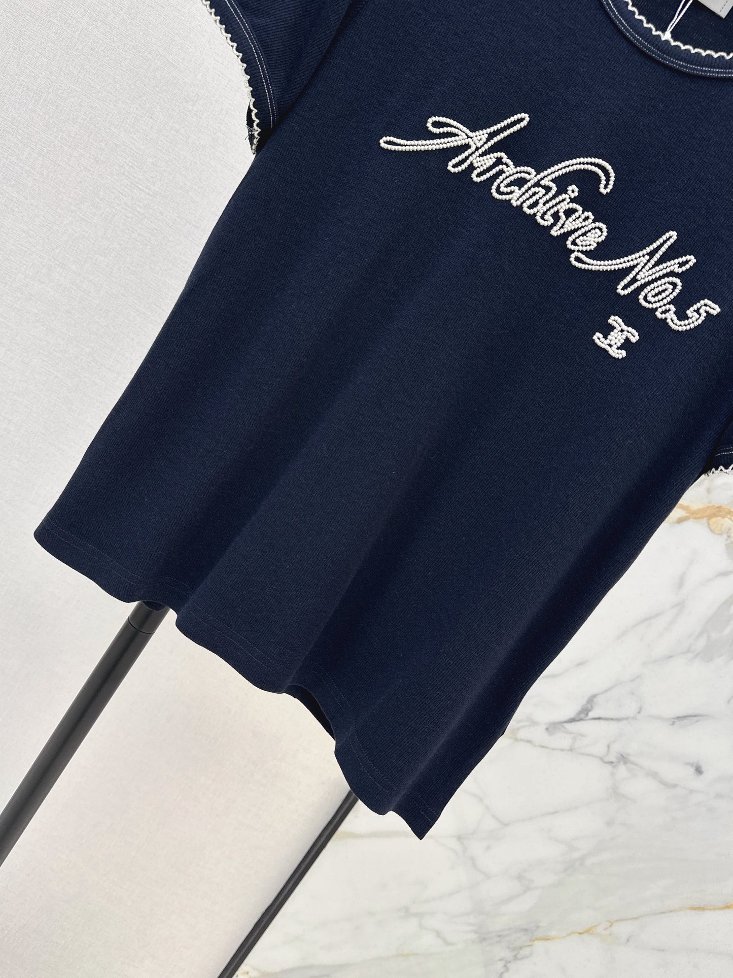 26SS NEW logo embroidered Vintage round neck T-shirt