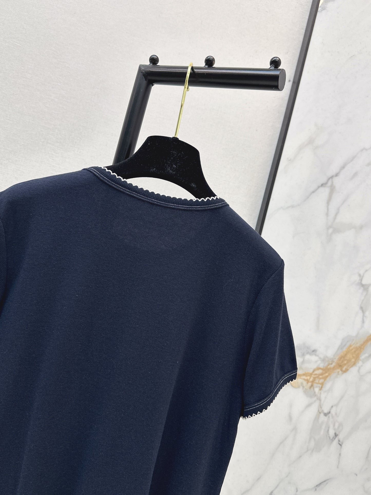 26SS NEW logo embroidered Vintage round neck T-shirt