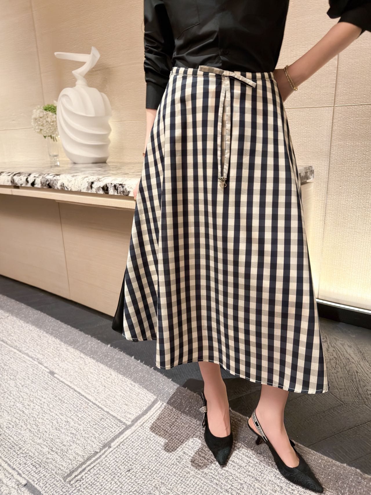 26SS NEW Plaid pleated skirt
