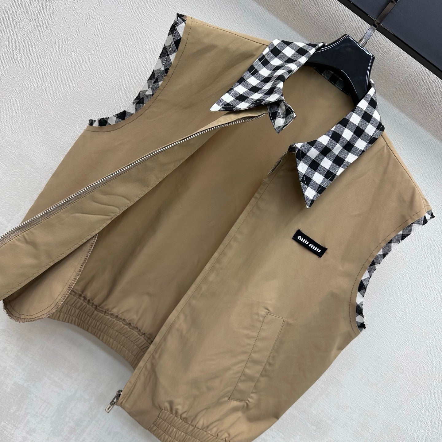 26SS NEW Plaid patchwork vest and skirt suit