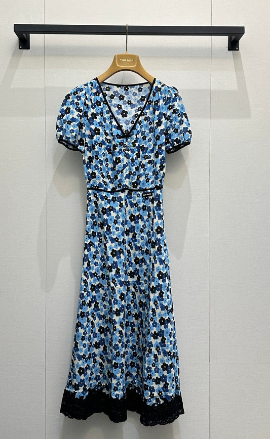 26SS NEW Mulberry silk floral V-neck dress