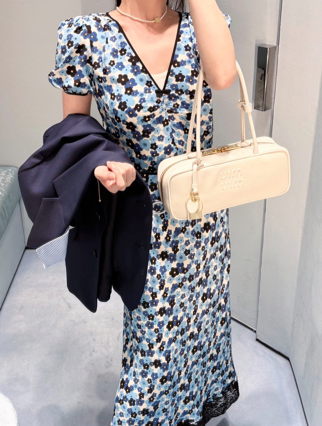 26SS NEW Mulberry silk floral V-neck dress