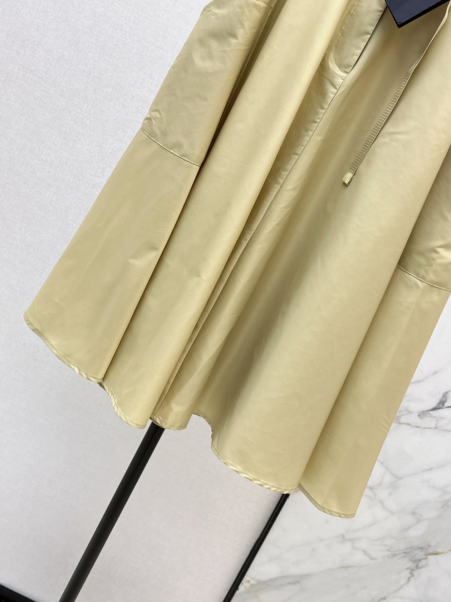 26SS NEW Khaki elastic waist nylon long skirt