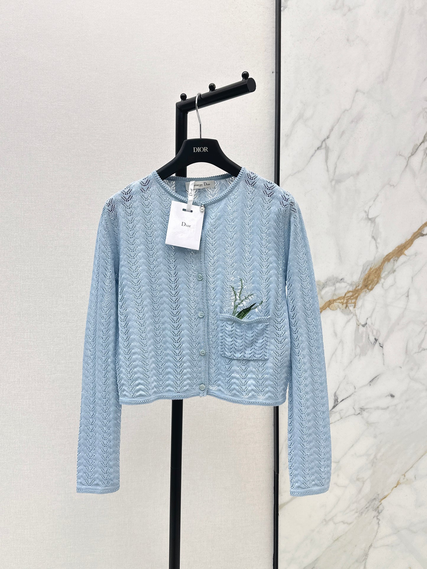 26SS NEW Garden World Series Orchid Flower Embroidered Knitted Cardigan