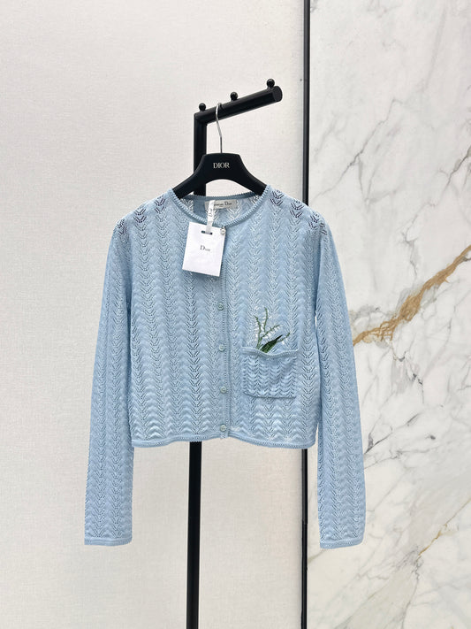 26SS NEW Garden World Series Orchid Flower Embroidered Knitted Cardigan