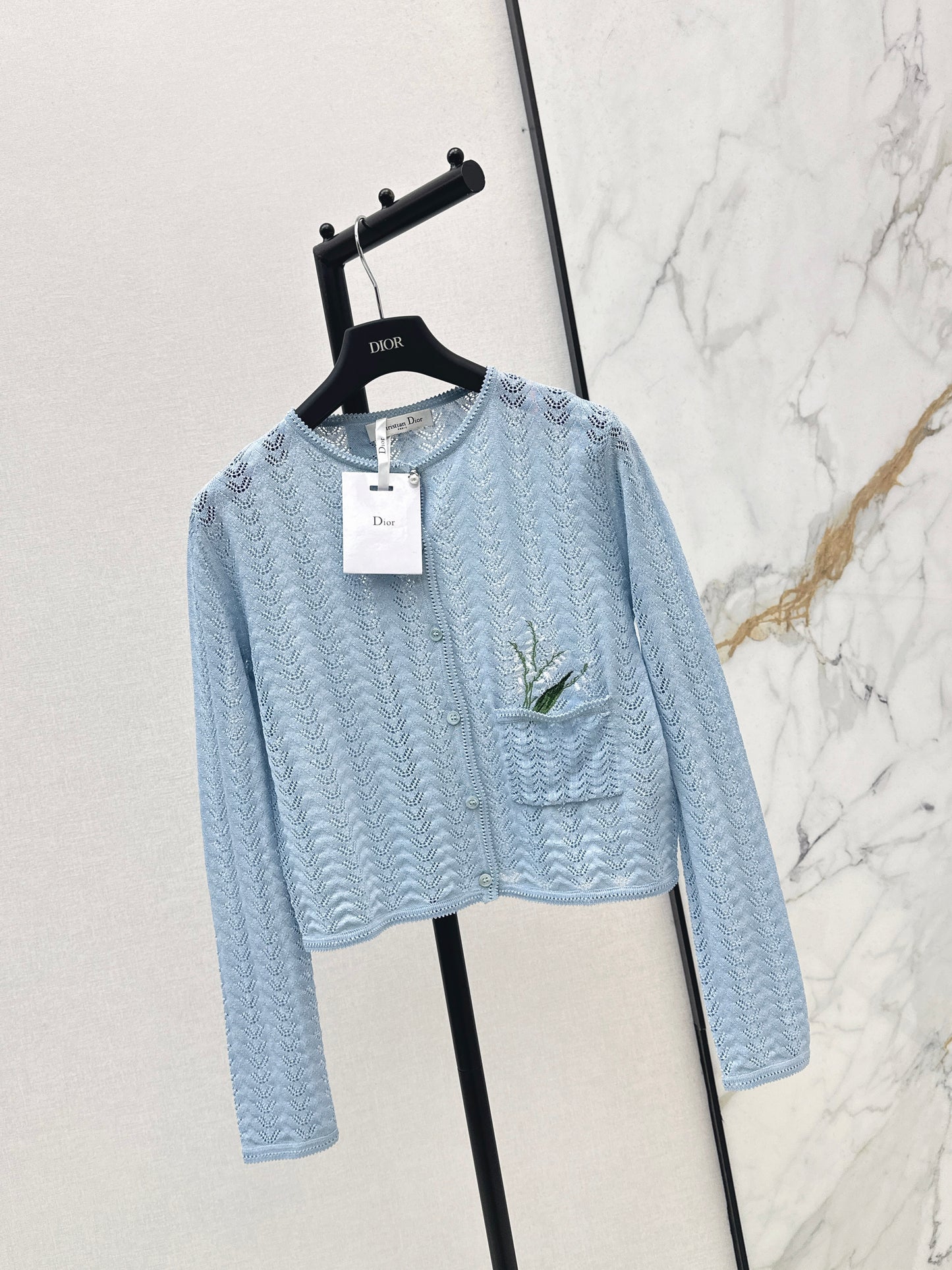 26SS NEW Garden World Series Orchid Flower Embroidered Knitted Cardigan