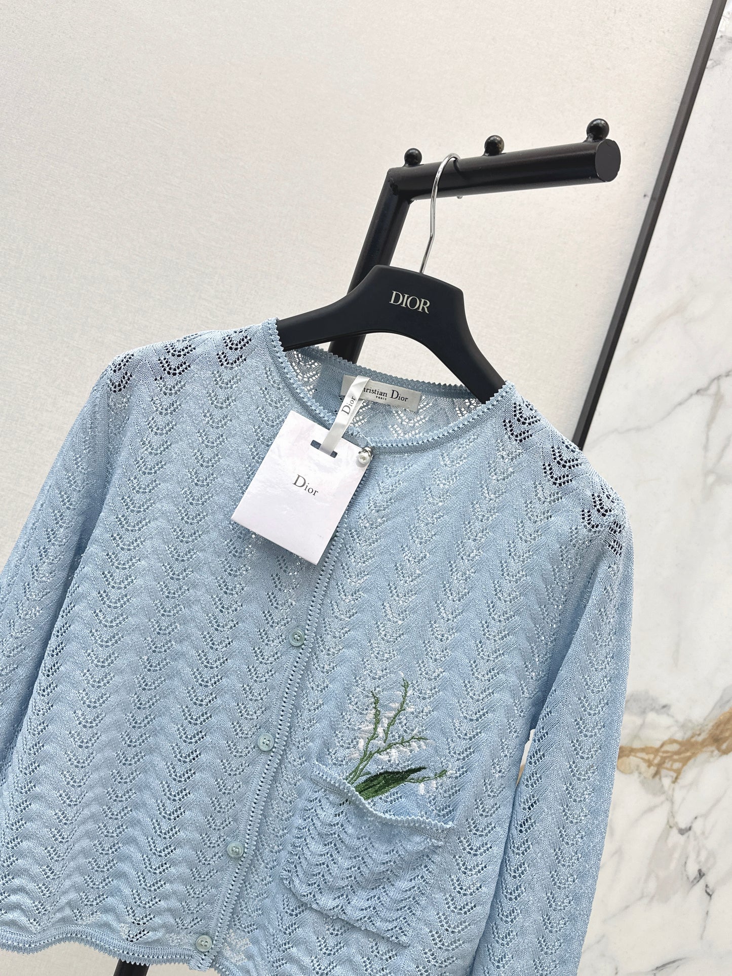26SS NEW Garden World Series Orchid Flower Embroidered Knitted Cardigan