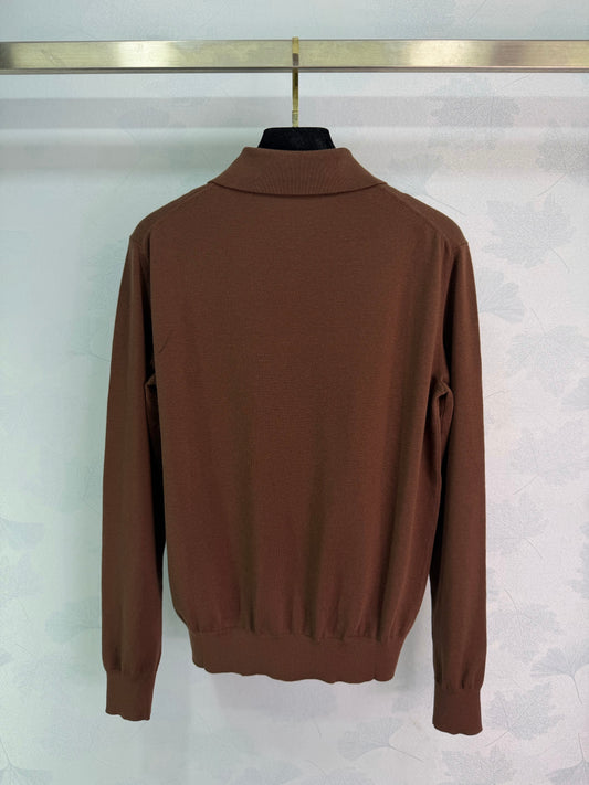 26SS NEW Brown knitted Polo shirt