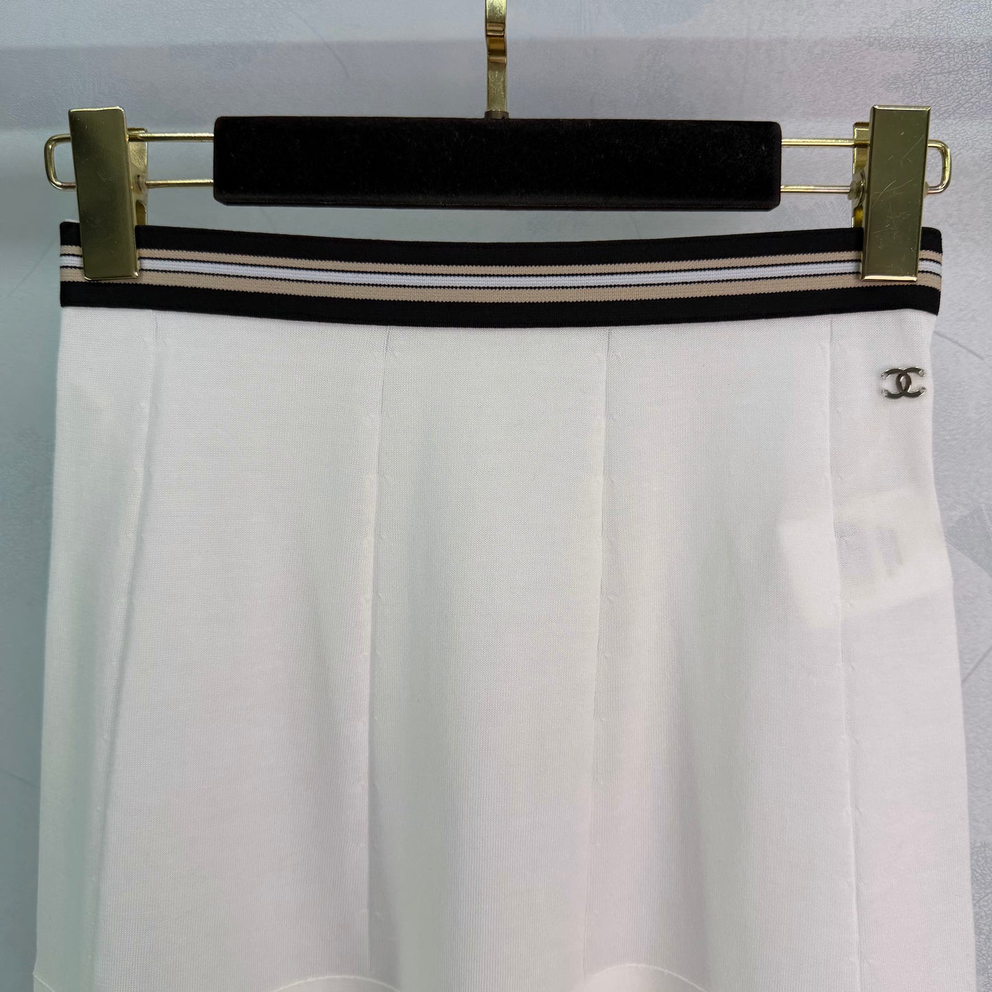 26SS NEW Black and white striped tennis skirt at waist