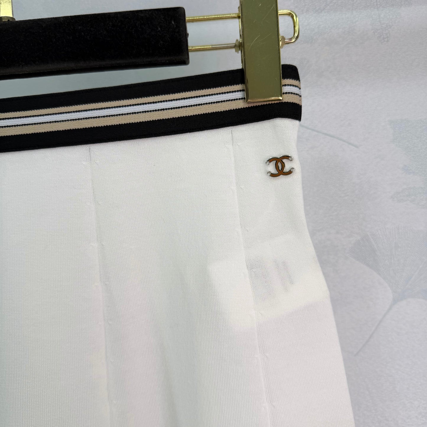 26SS NEW Black and white striped tennis skirt at waist