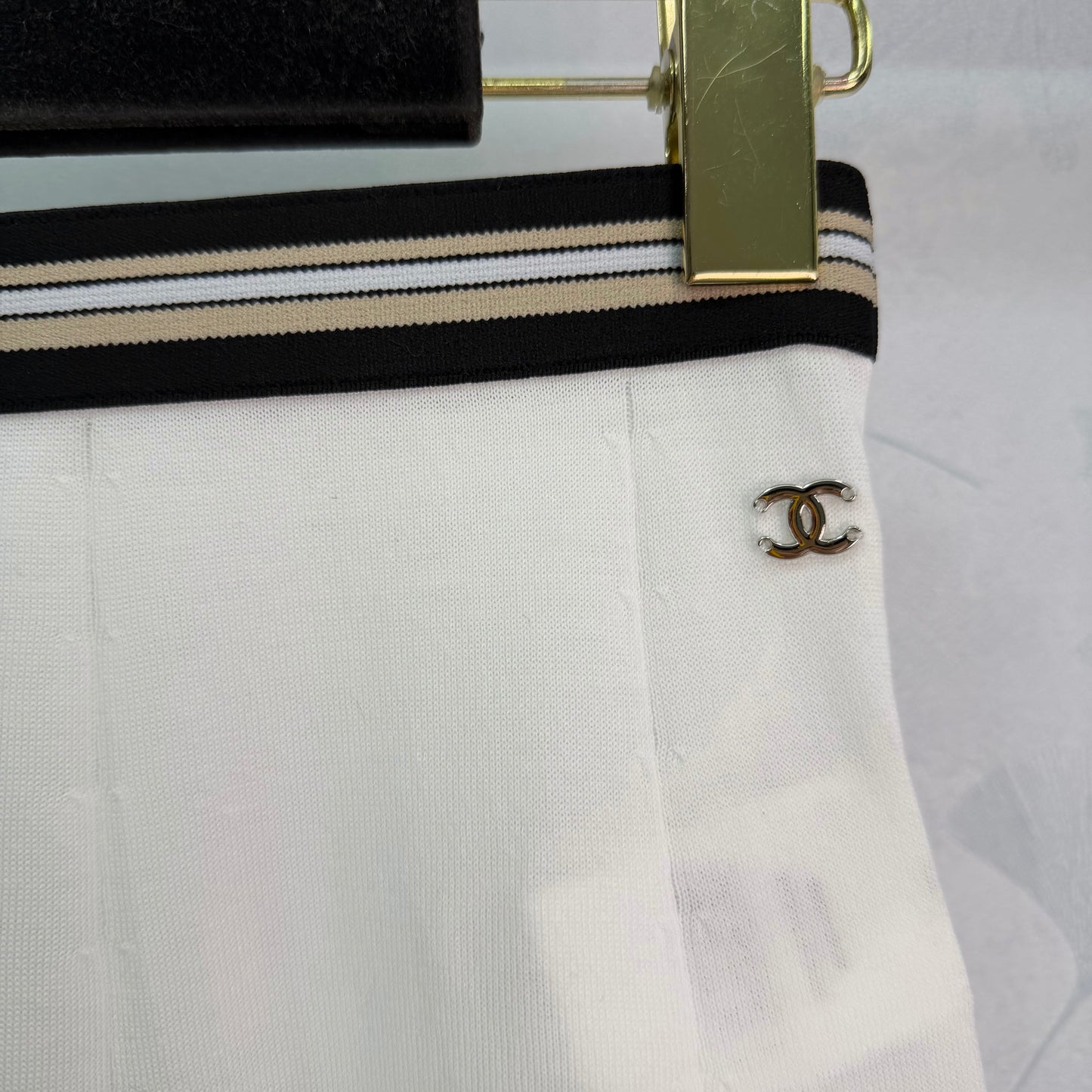26SS NEW Black and white striped tennis skirt at waist