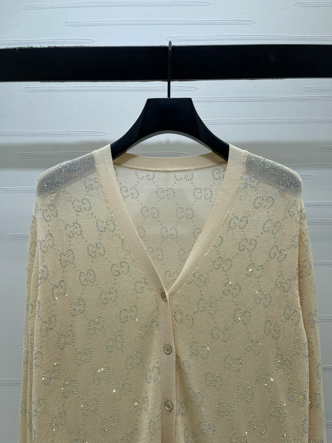 26SS NEW Hot rhinestone knitted V-neck cardigan