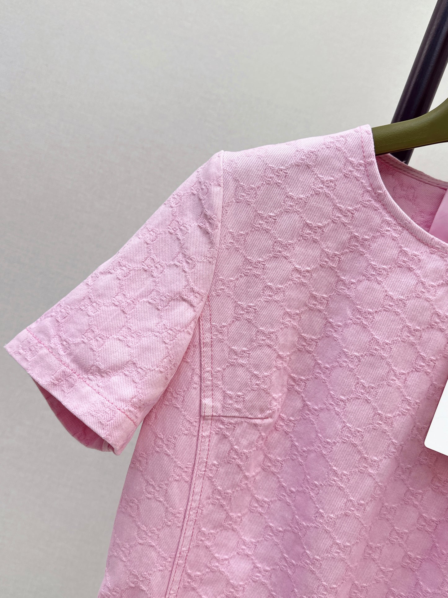 26SS NEW logo jacquard fabric pink denim dress