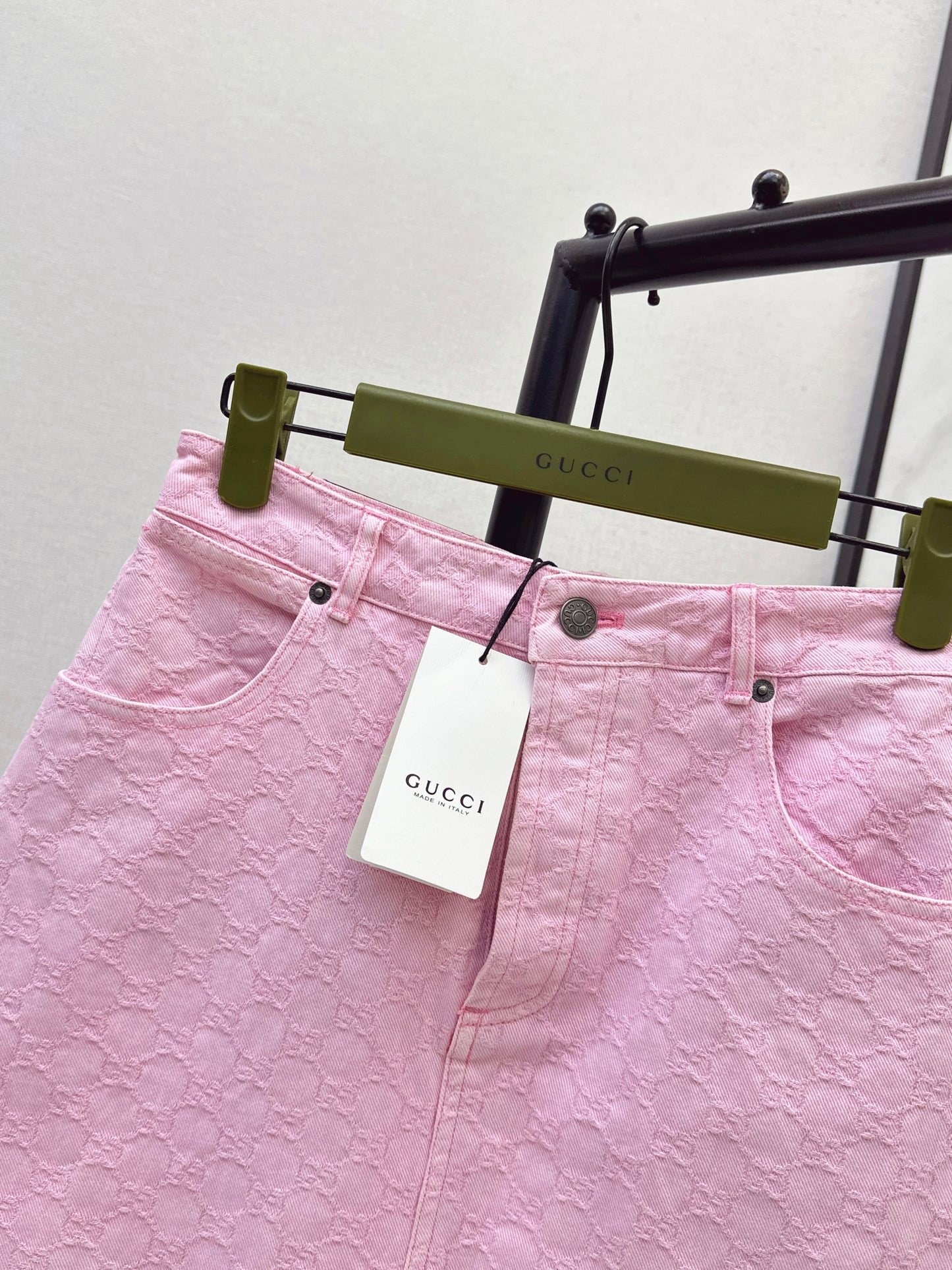 26SS NEW logo jacquard fabric pink denim skirt