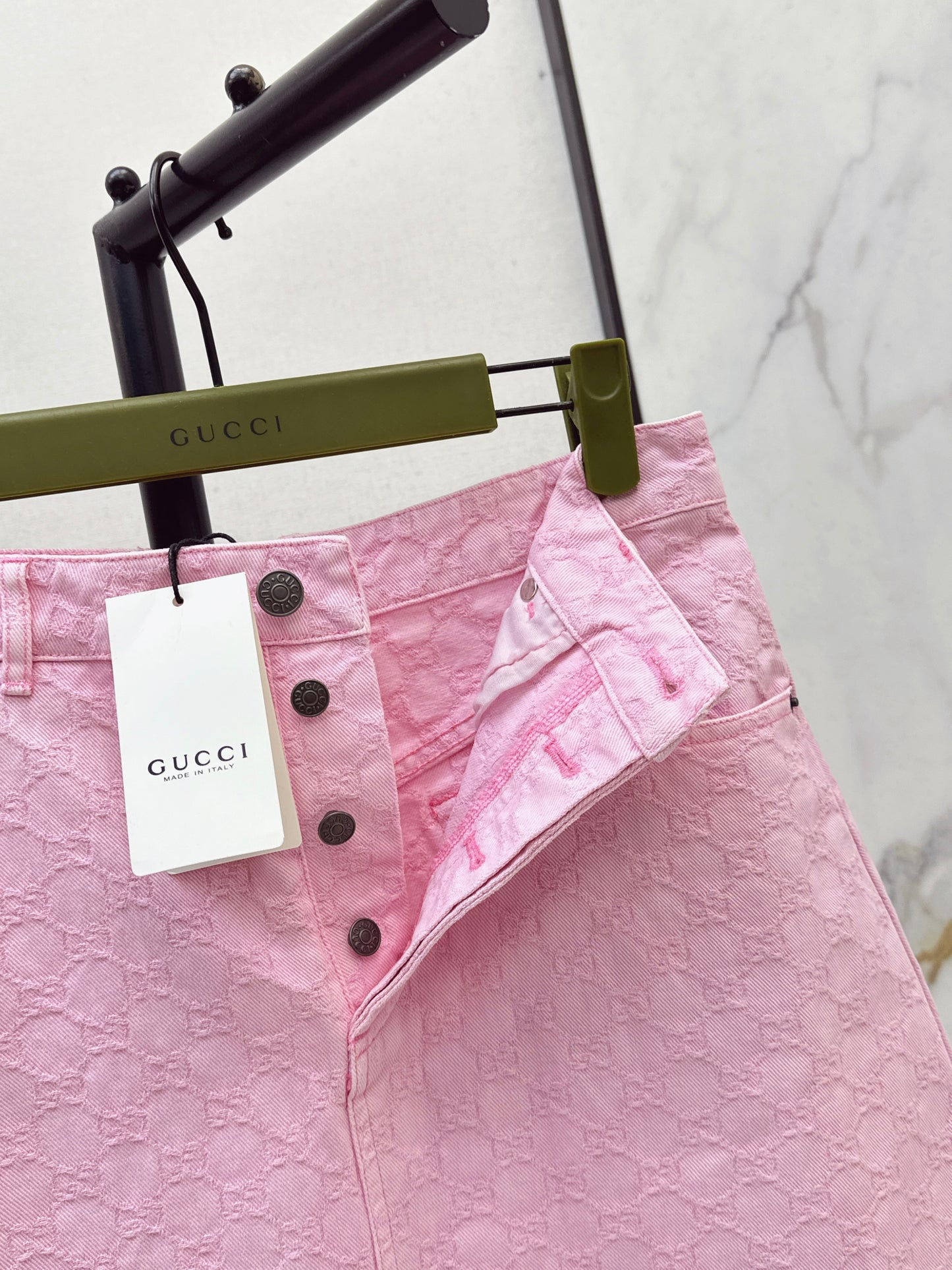26SS NEW logo jacquard fabric pink denim skirt