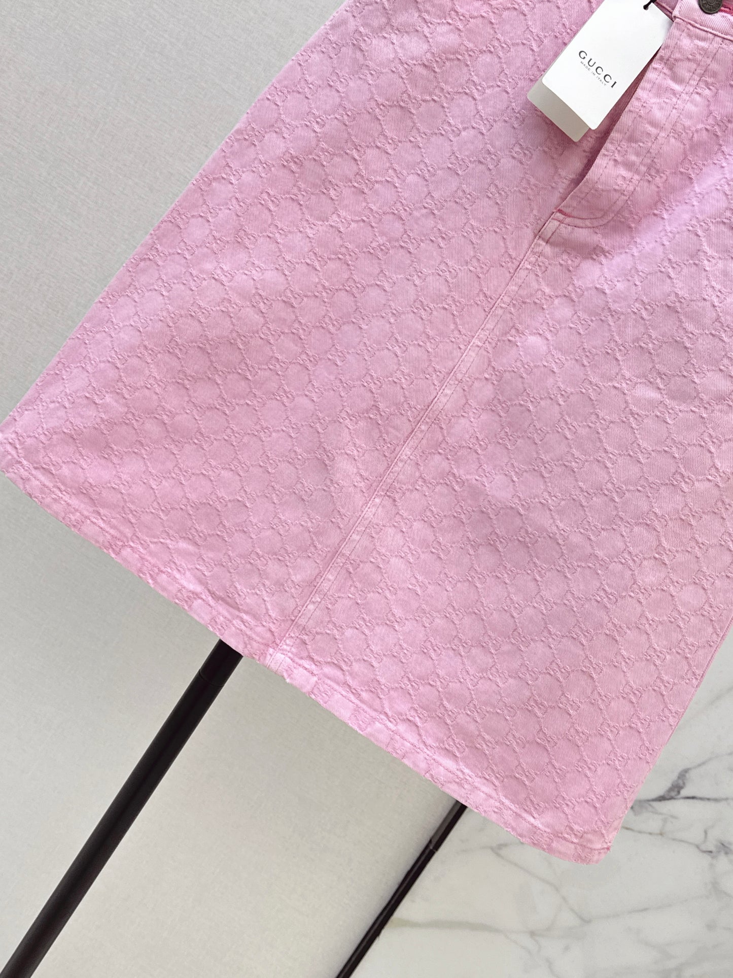 26SS NEW logo jacquard fabric pink denim skirt