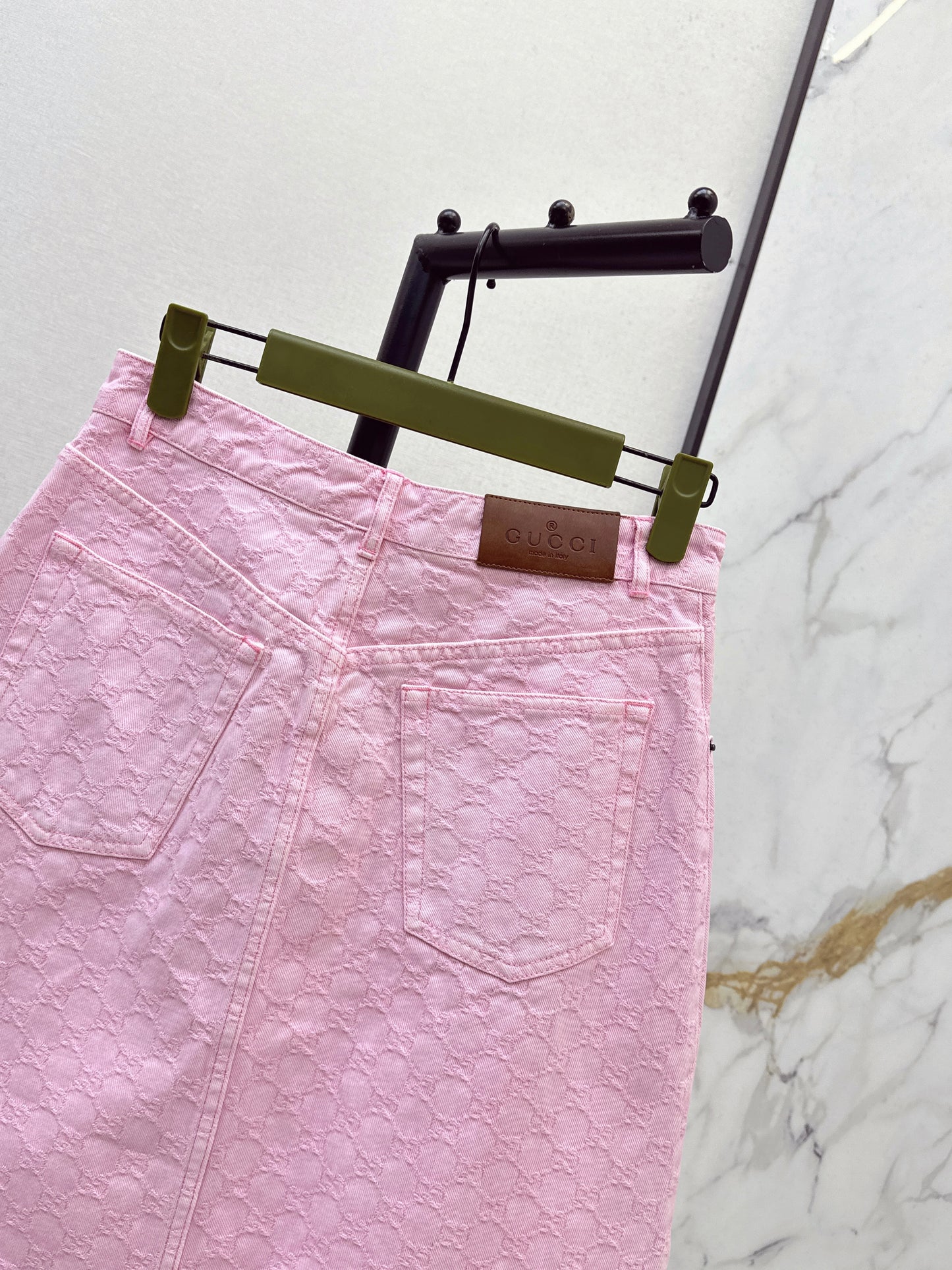 26SS NEW logo jacquard fabric pink denim skirt