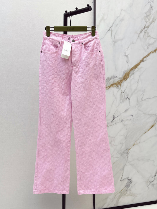 26SS NEW logo jacquard fabric pink jeans