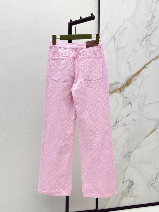 26SS NEW logo jacquard fabric pink jeans