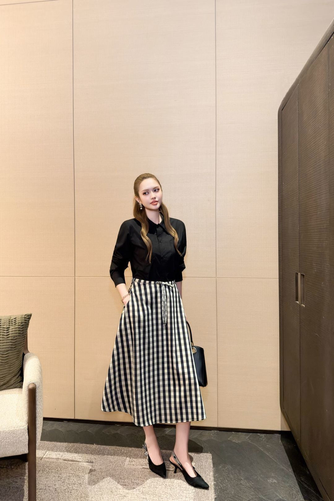 26SS NEW plaid umbrella skirt