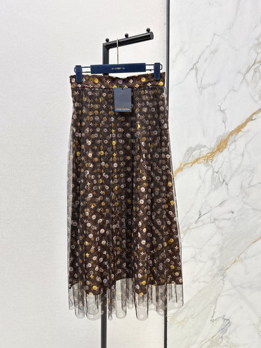 26SS NEW logo printed mesh skirt