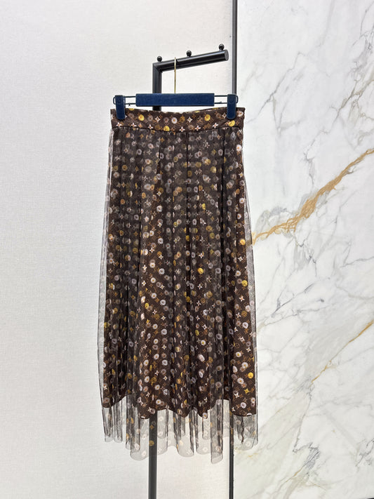 26SS NEW logo printed mesh skirt