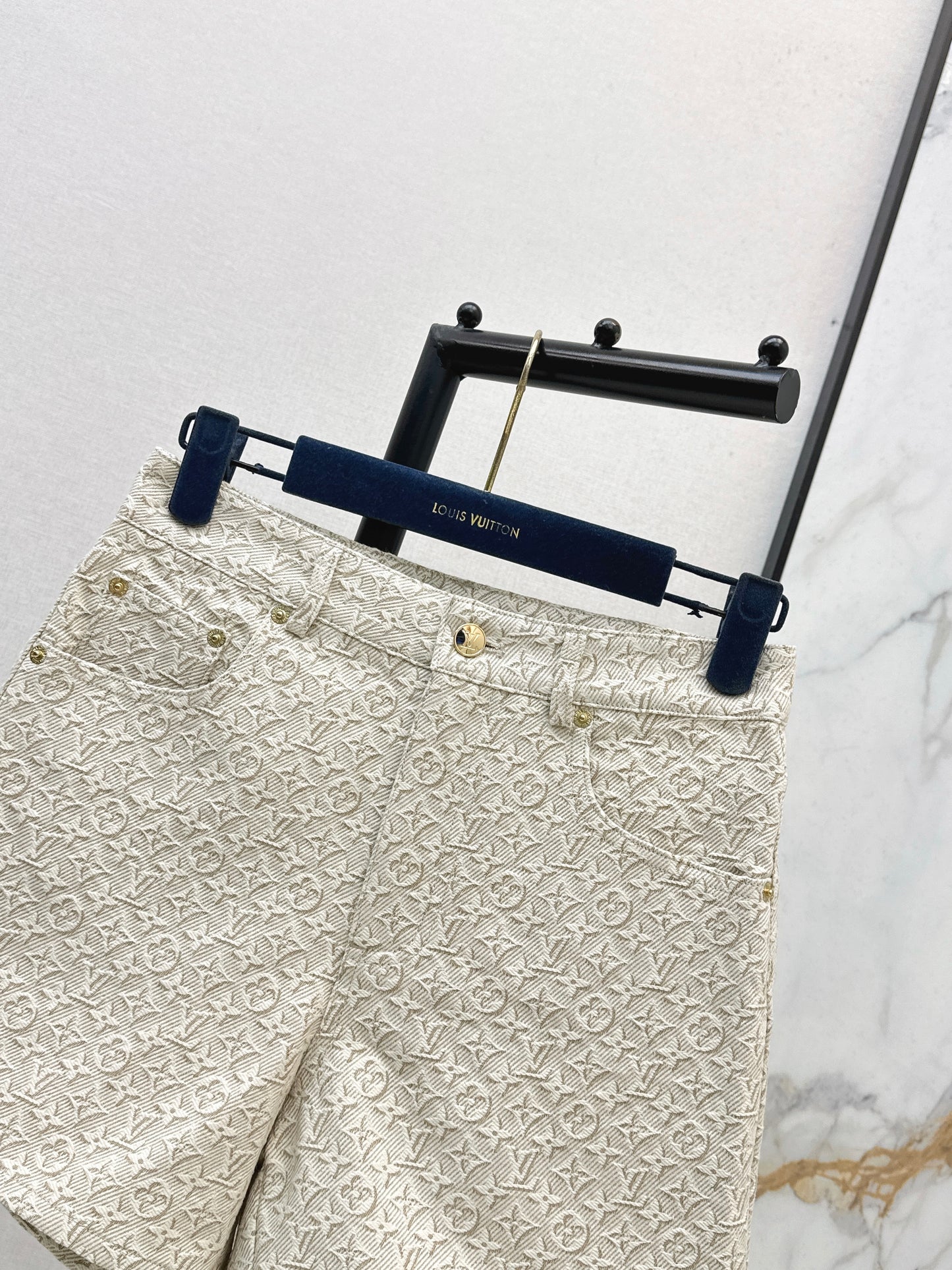 26SS NEW MONOGRAM jacquard logo denim shorts